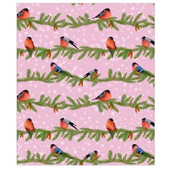 Bullfinches Sit On Branches On A Pink Background Waist Pouch (Small) from ArtsNow.com Back Strap