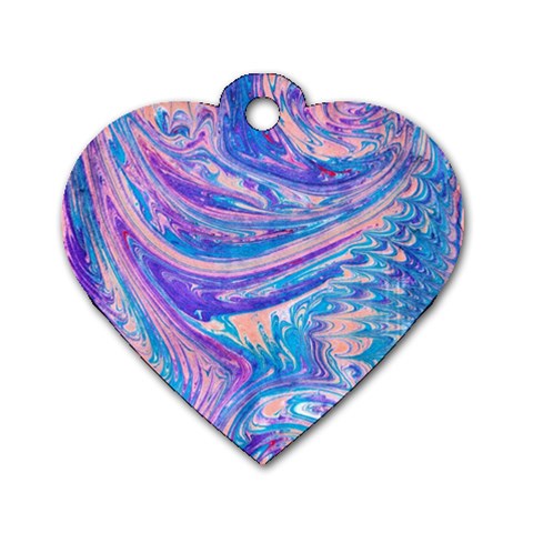 Blue hues feathers Dog Tag Heart (Two Sides) from ArtsNow.com Front