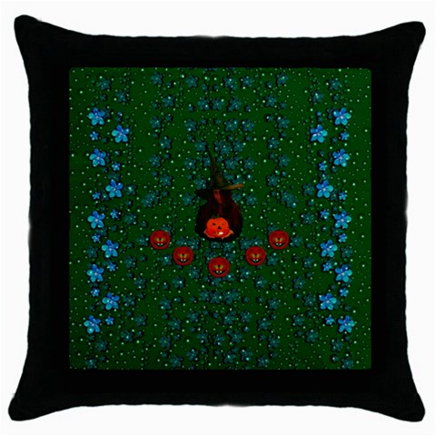 Halloween Pumkin Lady In The Rain Throw Pillow Case (Black) from ArtsNow.com Front