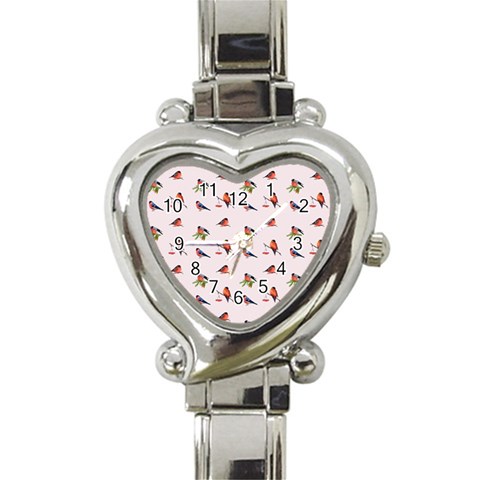 Bullfinches Sit On Branches Heart Italian Charm Watch from ArtsNow.com Front