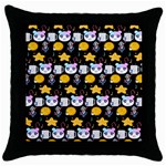 Cats Sun Stars Throw Pillow Case (Black)