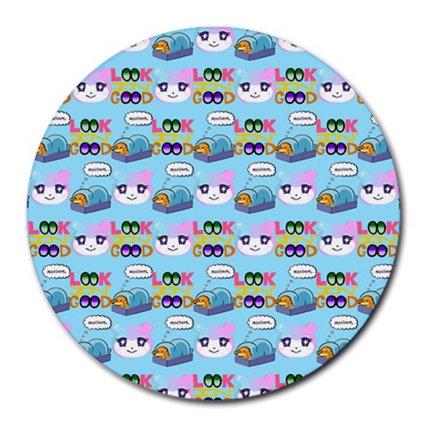Look Cat Round Mousepads from ArtsNow.com Front