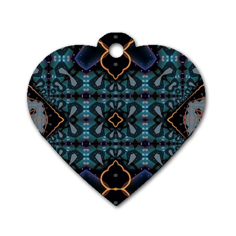 Blue pattern Dog Tag Heart (Two Sides) from ArtsNow.com Front