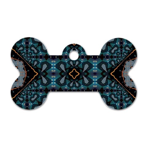 Blue pattern Dog Tag Bone (Two Sides) from ArtsNow.com Front