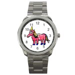 Unicorn Sketchy Style Drawing Sport Metal Watch