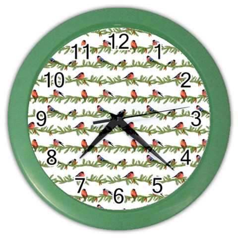 Bullfinches On The Branches Color Wall Clock from ArtsNow.com Front