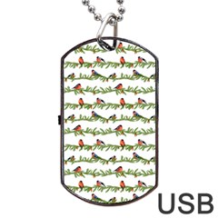 Bullfinches On The Branches Dog Tag USB Flash (Two Sides) from ArtsNow.com Front