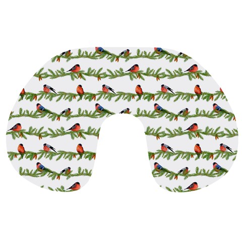 Bullfinches On The Branches Travel Neck Pillow from ArtsNow.com Front