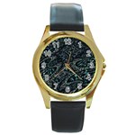 Emerald Distortion Round Gold Metal Watch