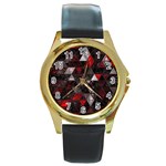 Gothic Peppermint Round Gold Metal Watch