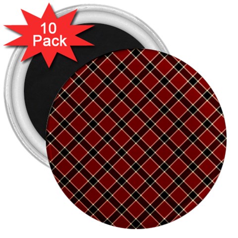 Dark red tartan, retro buffalo plaid, tiled pattern 3  Magnets (10 pack)  from ArtsNow.com Front