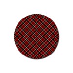 Dark red tartan, retro buffalo plaid, tiled pattern Rubber Coaster (Round)