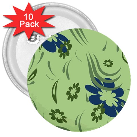Folk flowers print Floral pattern Ethnic art 3  Buttons (10 pack)  from ArtsNow.com Front
