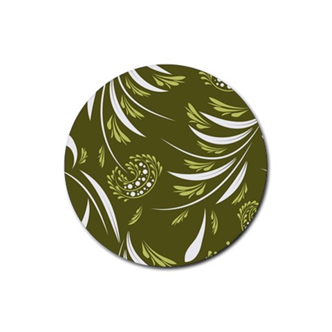 Folk flowers print Floral pattern Ethnic art Rubber Round Coaster (4 pack) from ArtsNow.com Front
