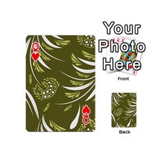 Queen Folk flowers print Floral pattern Ethnic art Playing Cards 54 Designs (Mini) from ArtsNow.com Front - HeartQ