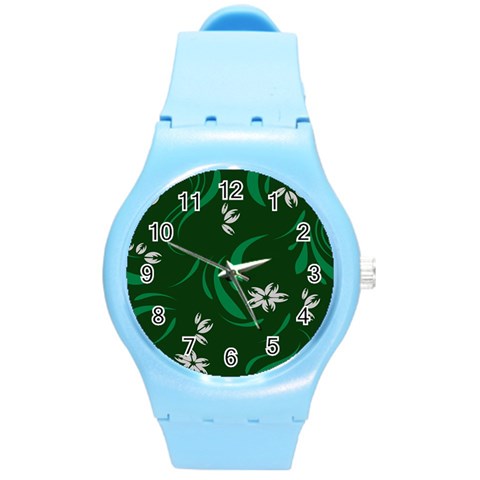 Folk flowers print Floral pattern Ethnic art Round Plastic Sport Watch (M) from ArtsNow.com Front