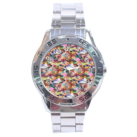 Retro Color Stainless Steel Analogue Watch from ArtsNow.com Front