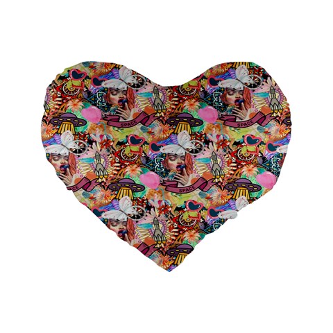 Retro Color Standard 16  Premium Flano Heart Shape Cushions from ArtsNow.com Front