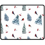 Christmas Trees And Bullfinches Fleece Blanket (Medium) 