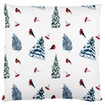 Christmas Trees And Bullfinches Large Flano Cushion Case (One Side)