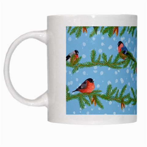 Bullfinches On Spruce Branches White Mugs from ArtsNow.com Left