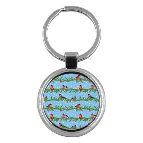 Bullfinches On Spruce Branches Key Chain (Round) from ArtsNow.com Front