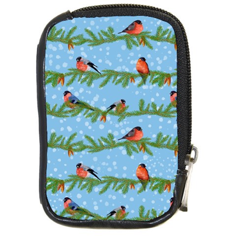 Bullfinches On Spruce Branches Compact Camera Leather Case from ArtsNow.com Front
