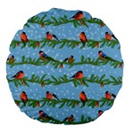 Bullfinches On Spruce Branches Large 18  Premium Flano Round Cushions