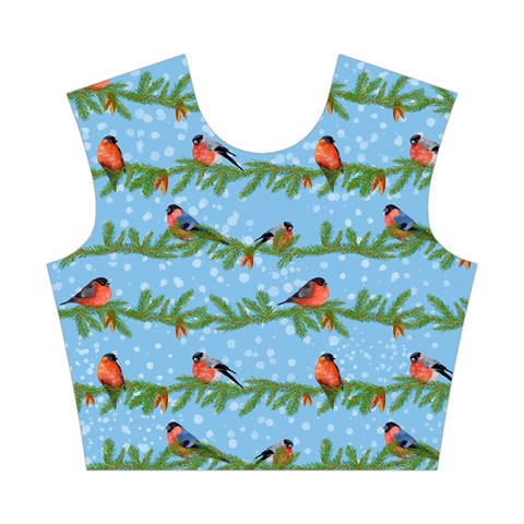 Bullfinches On Spruce Branches Cotton Crop Top from ArtsNow.com Front