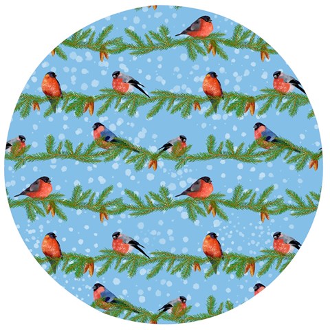 Bullfinches On Spruce Branches Wooden Bottle Opener (Round) from ArtsNow.com Front
