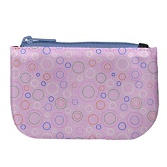 Multicolored Circles On A Pink Background Large Coin Purse from ArtsNow.com Front