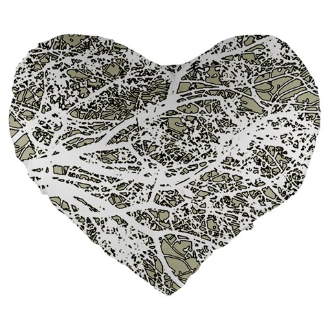 Linear Art Botanic Illustration Large 19  Premium Flano Heart Shape Cushions from ArtsNow.com Front