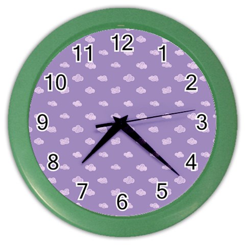 Pink Clouds On Purple Background Color Wall Clock from ArtsNow.com Front