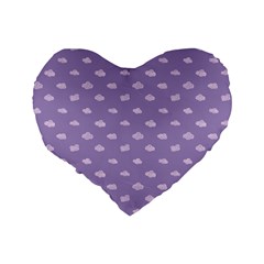 Pink Clouds On Purple Background Standard 16  Premium Flano Heart Shape Cushions from ArtsNow.com Back