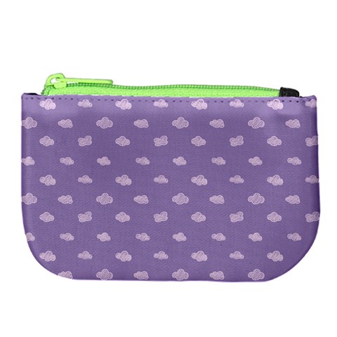 Pink Clouds On Purple Background Large Coin Purse from ArtsNow.com Front