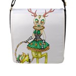 Gold Clown Flap Closure Messenger Bag (L)