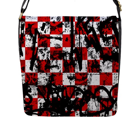Emo Checker Graffiti Flap Closure Messenger Bag (L) from ArtsNow.com Front