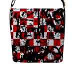Emo Checker Graffiti Flap Closure Messenger Bag (L)