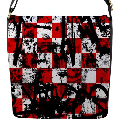 Emo Checker Graffiti Flap Closure Messenger Bag (S) from ArtsNow.com Front
