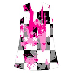 Pink Star Splatter Kids  Short Sleeve Velvet Dress from ArtsNow.com Front