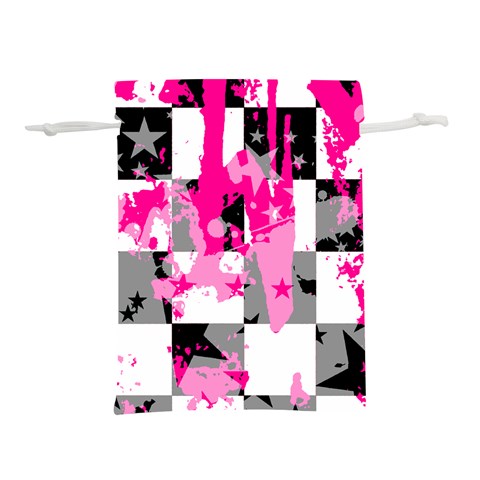 Pink Star Splatter Lightweight Drawstring Pouch (S) from ArtsNow.com Front
