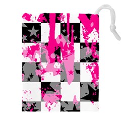 Pink Star Splatter Drawstring Pouch (4XL) from ArtsNow.com Front