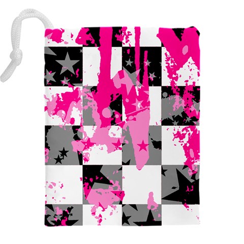 Pink Star Splatter Drawstring Pouch (4XL) from ArtsNow.com Back