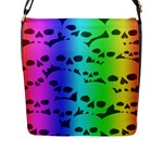 Rainbow Skull Collection Flap Closure Messenger Bag (L)