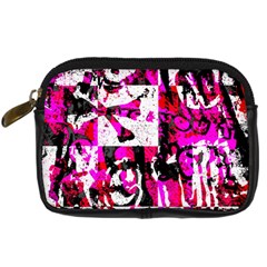 Pink Checker Graffiti  Digital Camera Leather Case from ArtsNow.com Front