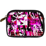 Pink Checker Graffiti  Digital Camera Leather Case