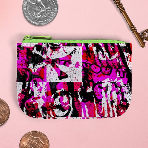 Pink Checker Graffiti  Mini Coin Purse from ArtsNow.com Front