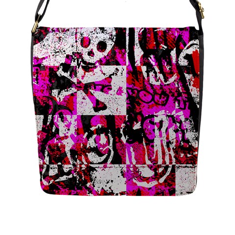 Pink Checker Graffiti  Flap Closure Messenger Bag (L) from ArtsNow.com Front