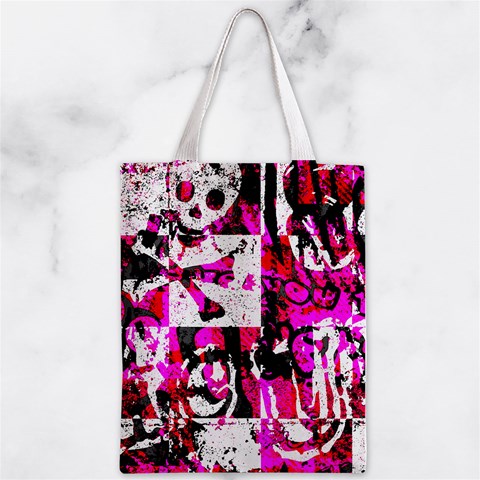 Pink Checker Graffiti  Zipper Classic Tote Bag from ArtsNow.com Front