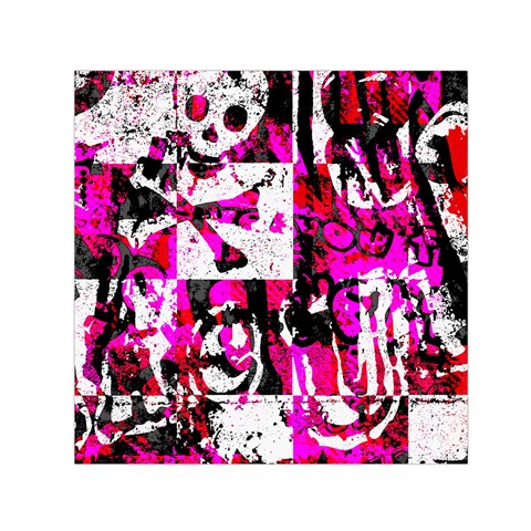 Pink Checker Graffiti  Small Satin Scarf (Square) from ArtsNow.com Front